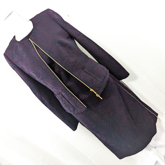 ESCADA! 2 PIECE VIOLET & BLACK ZIPPER ACCENTED DRESS & JACKET SUIT SET! SZ 8, 38 - Picture 1 of 14